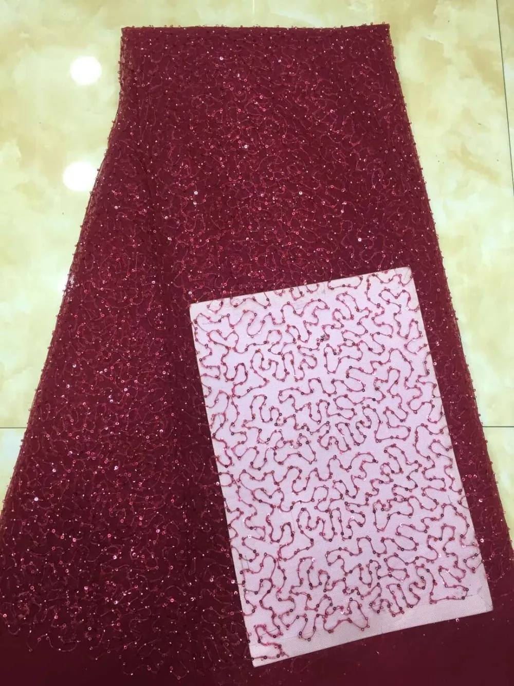 

good looking beaded African lace fabric embroidered french tulle lace fabric SYJ-1524 with sequins