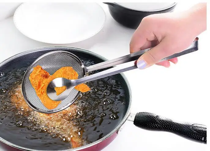 Stainless steel kitchen gadget fried food spoon fishing oil strainer filter net drain clip | Дом и сад