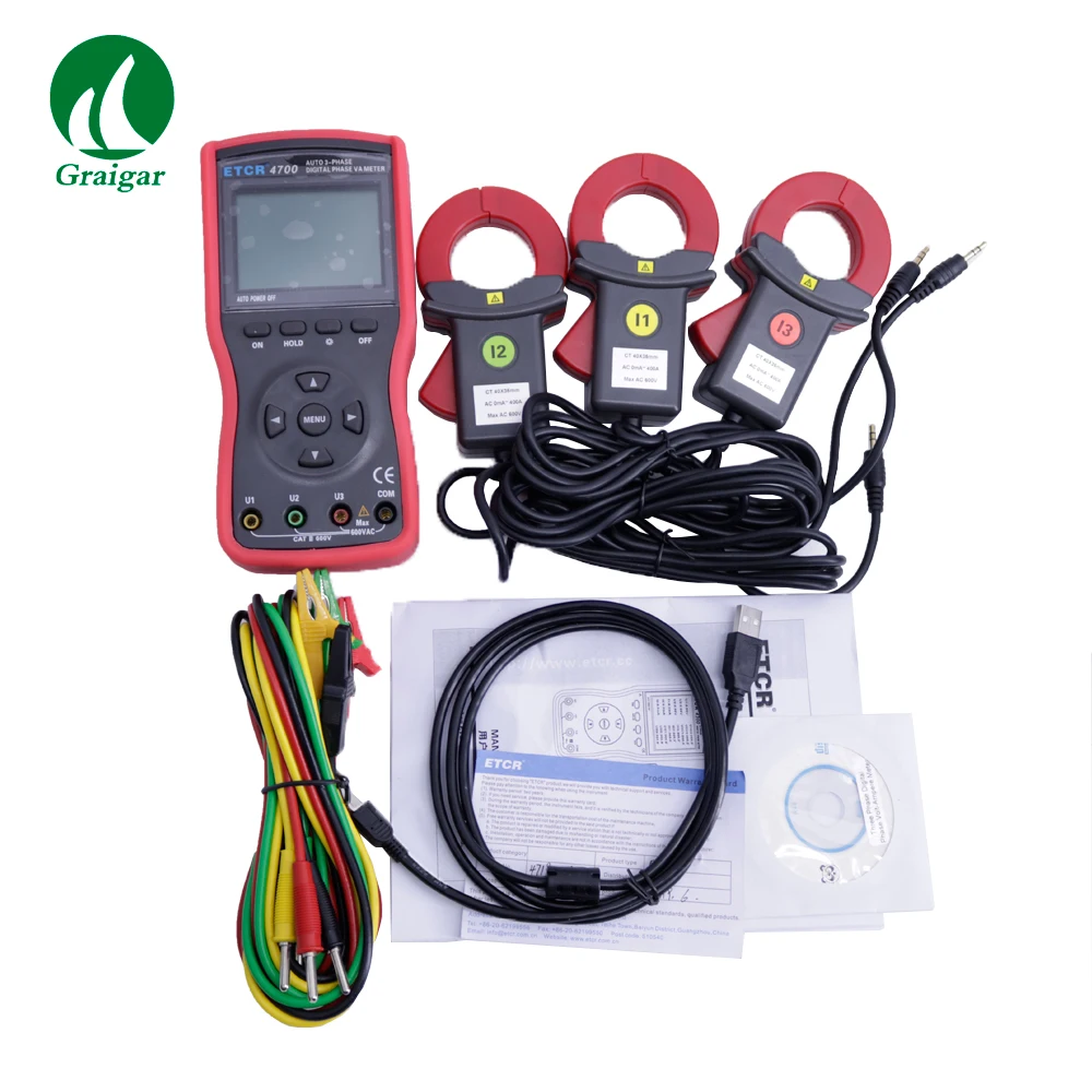 

ETCR4700 High Accuracy Three Phase Digital Phase Volt-Ampere Clamp Meter Range 0~400A 0~600V