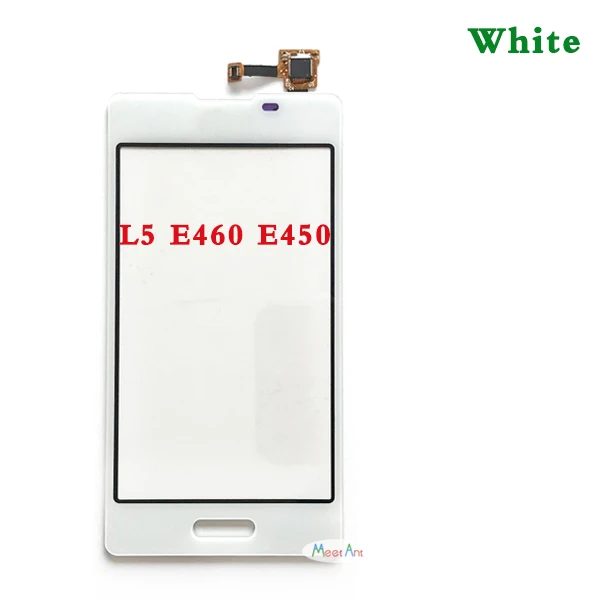 E450 White Замена 3," для LG Optimus L5 II E460 E450 и L5X DUAL E455 сенсорный экран дигитайзер сенсор внешняя стеклянная панель объектива - Цвет: E450 White