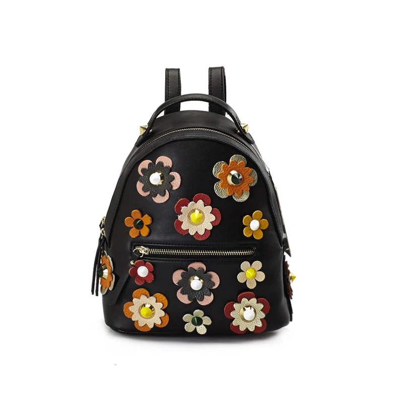 Мини Мода Цветочный Заклёпки Кожа PU Рюкзак Для женщин Повседневное Daypacks