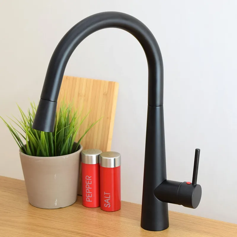 Медный выдвижной смеситель для кухонной мойки с одной ручкой и выдвижным поливом