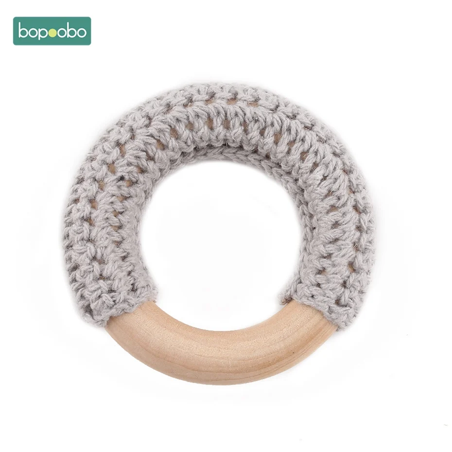 gray ring Bopoobo 3 шт. 50 мм деревянные кольца для вязания крючком деревянный круг пищевой Прорезыватель для зубов Детские Кольца для укусов DIY погремушка для новорожденного ребенка прорезыватель для зубов - Цвет: gray ring