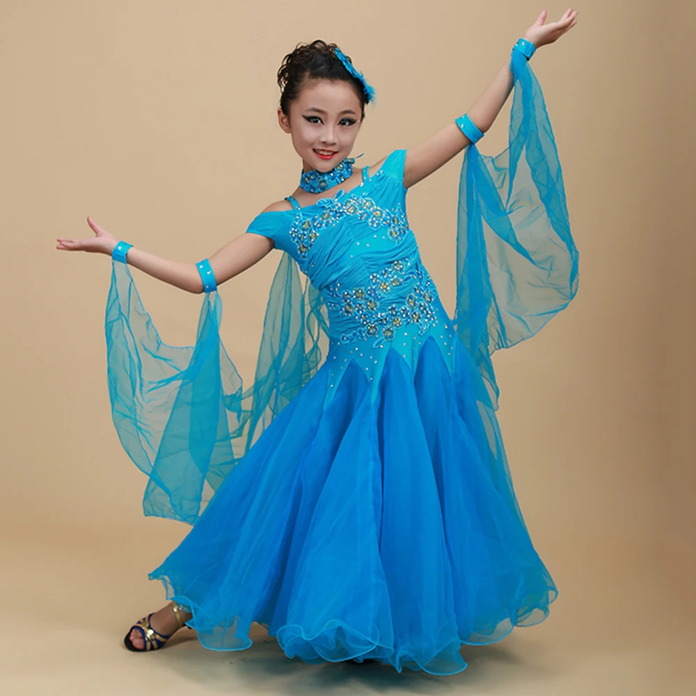 2018 Новое Детское бальное платье для танцев девочек 1 предмет 6 цветов с блестками