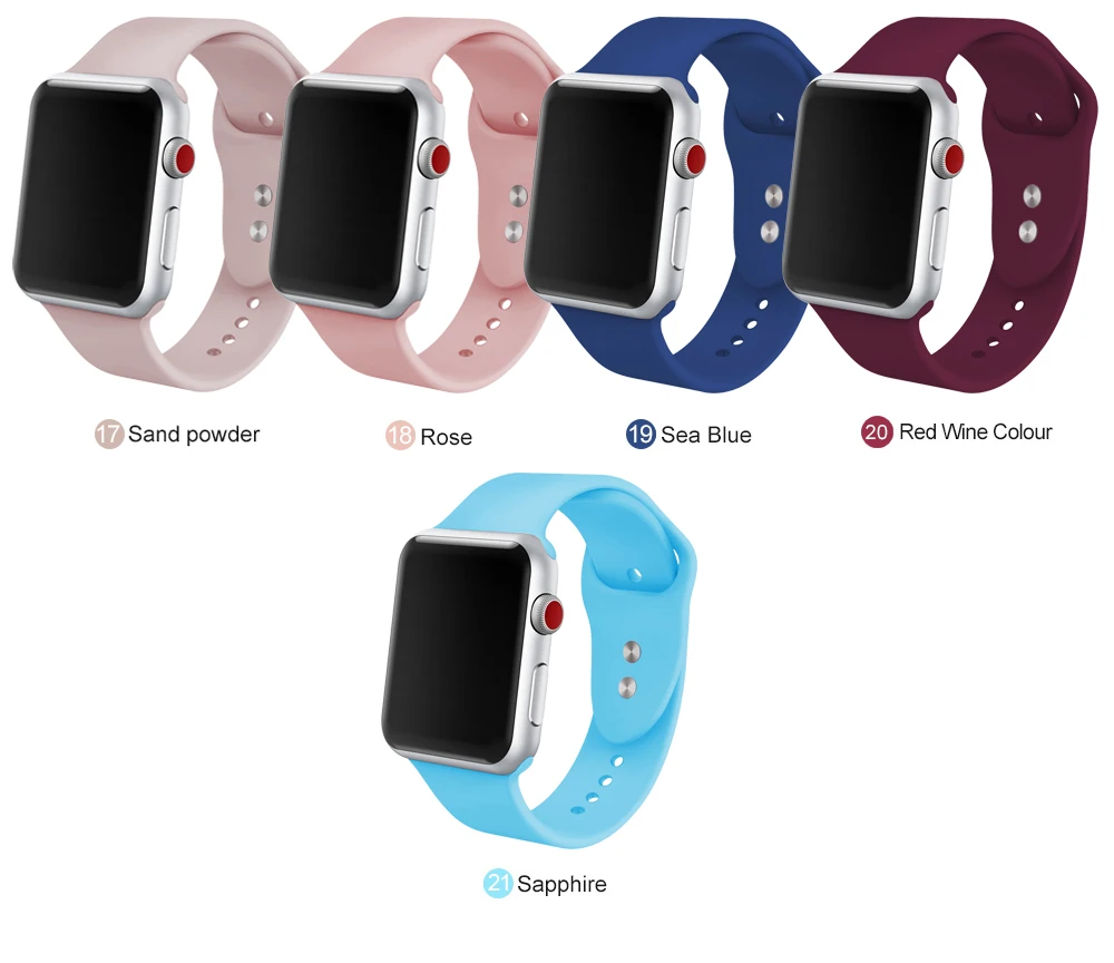 50 шт. мягкий силиконовый сменный спортивный ремешок для 38 мм Apple Watch Series1 2 42 мм ремешок для браслета