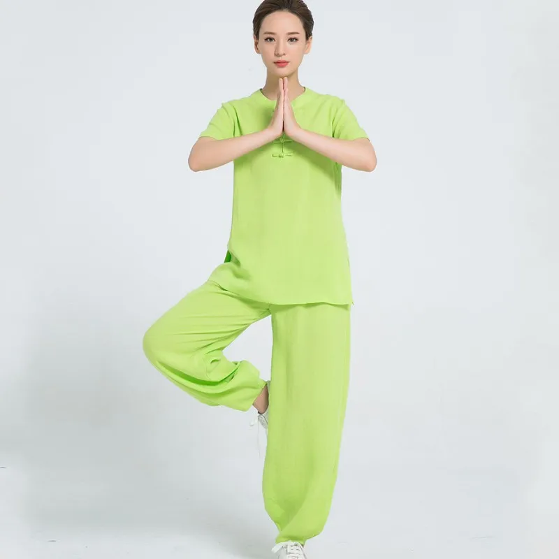 Высококачественный льняной Женский комплект Wushu винтажная одежда с цветочным