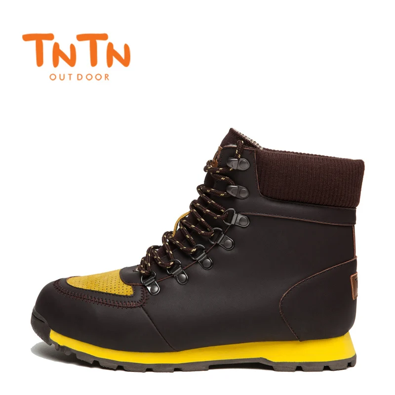 Dark Brown Мужские теплые зимние ботинки водонепроницаемая обувь зимние ботинки для катания на лыжах Высокое качество для отдыха Новинка - Цвет: Dark Brown