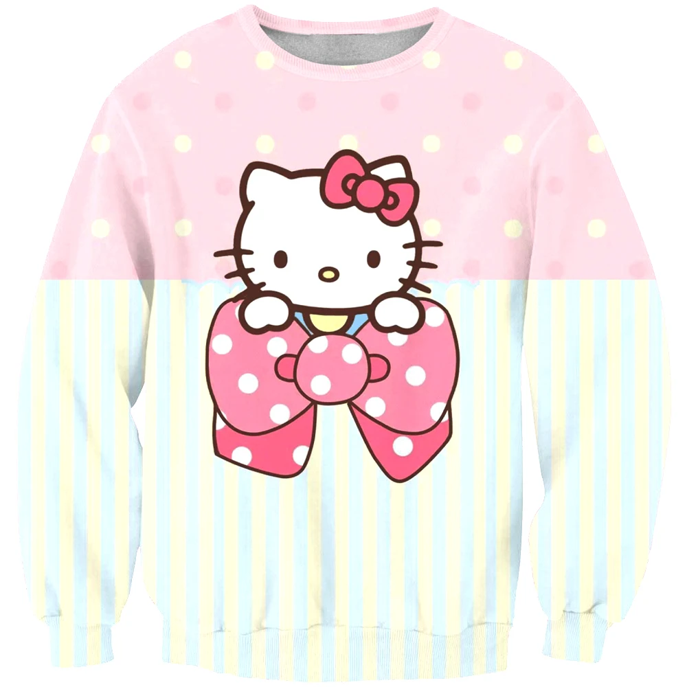 Новое поступление Модный свитшот унисекс с милым 3D принтом hellokitty простая