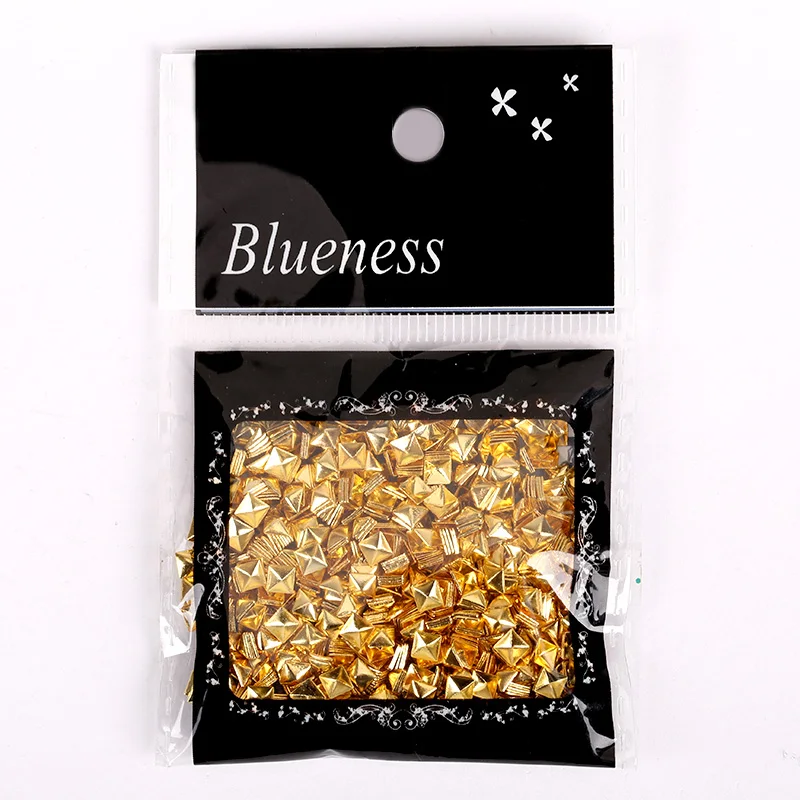 Blueness 1000 шт S золотые серебряные медные шпильки для ногтей Блестящий металлический скраб Дизайн Подвески 3D украшения ногтей PJ495-521