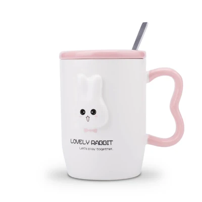 L Большие кружки kawaii Panda, керамическая чашка, кофейные кружки, молочные кружки чашки для чая, термальные бутылки для воды с крышкой-ложкой для детей, рождественский подарок - Цвет: L