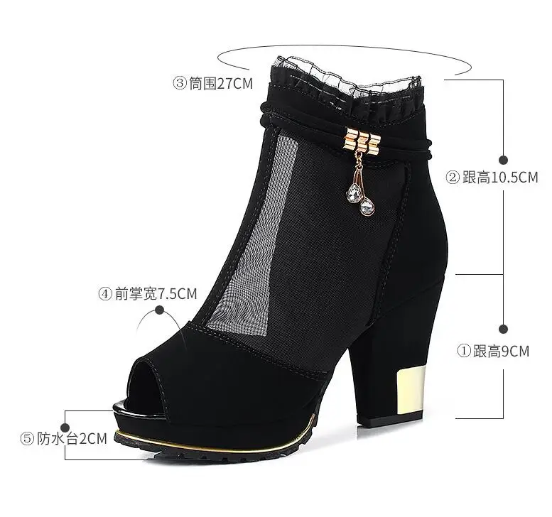 Высокое качество 2018 женская обувь Обувь на высоком каблуке сетки Потрясающие