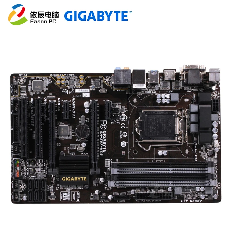 Настольная Материнская плата GIGABYTE GA Z97 HD3 LGA1150 i3 i5 i7 DDR3 USB3.0 32G ATX|Материнские платы| |