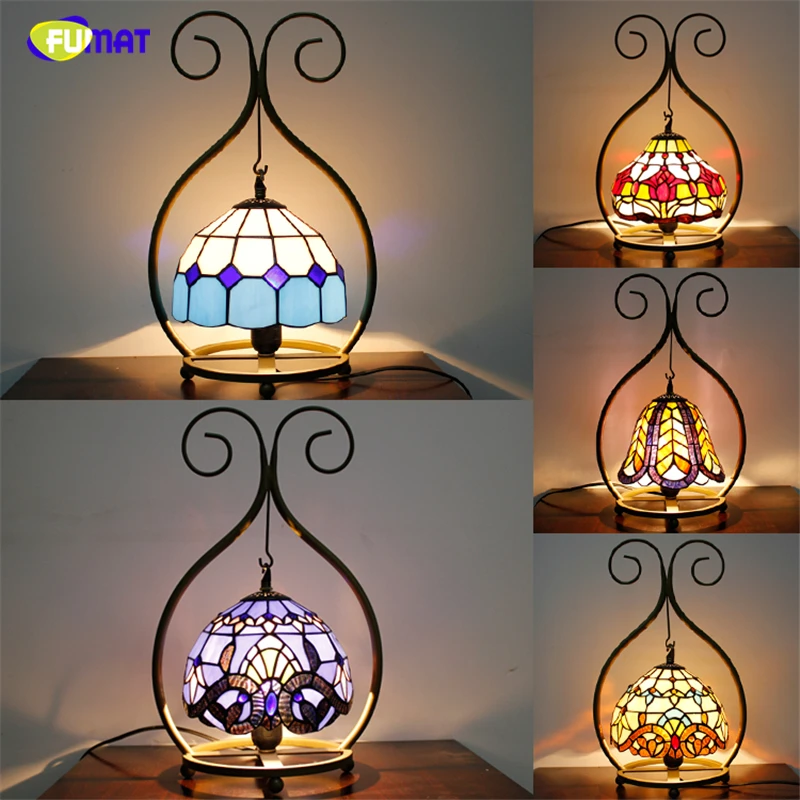 

FUMAT European Creative Table Lamps Living Room Bar Baroque Lamps LED Home Decor Tiffany Stained Glass Desk Lights For Bedside