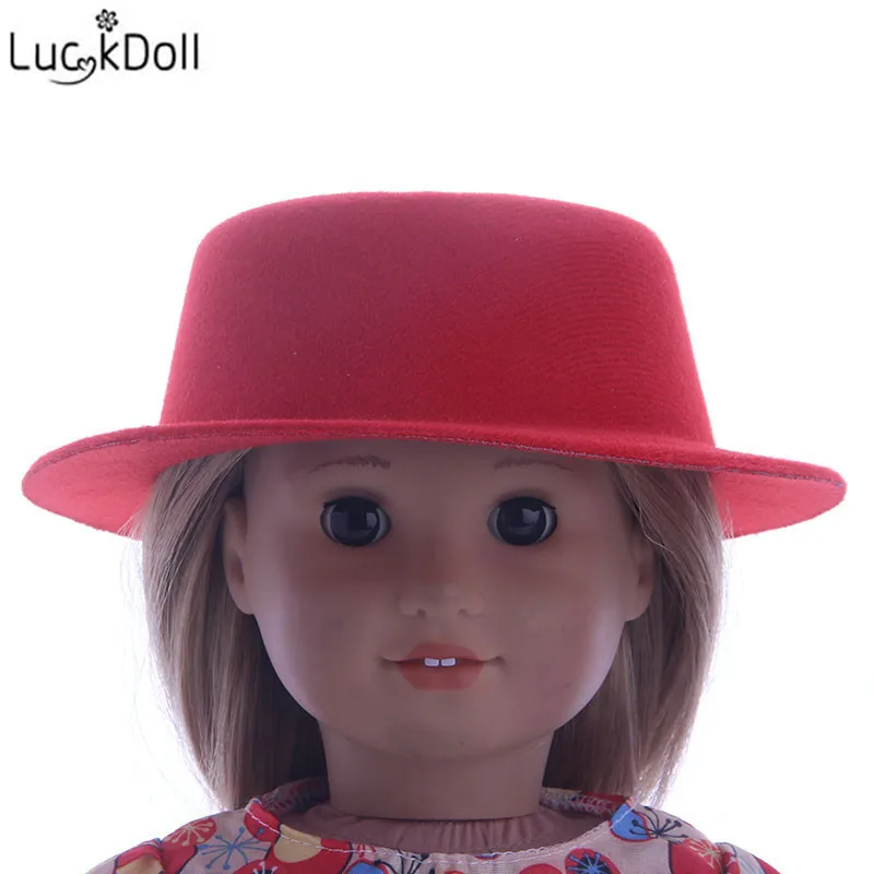 LUCKDOLL модные новые конфетного Цветной шерсть с плоским верхом шапка аксессуары для игрушечной куклы для 18 дюймов американская кукла лучший подарок
