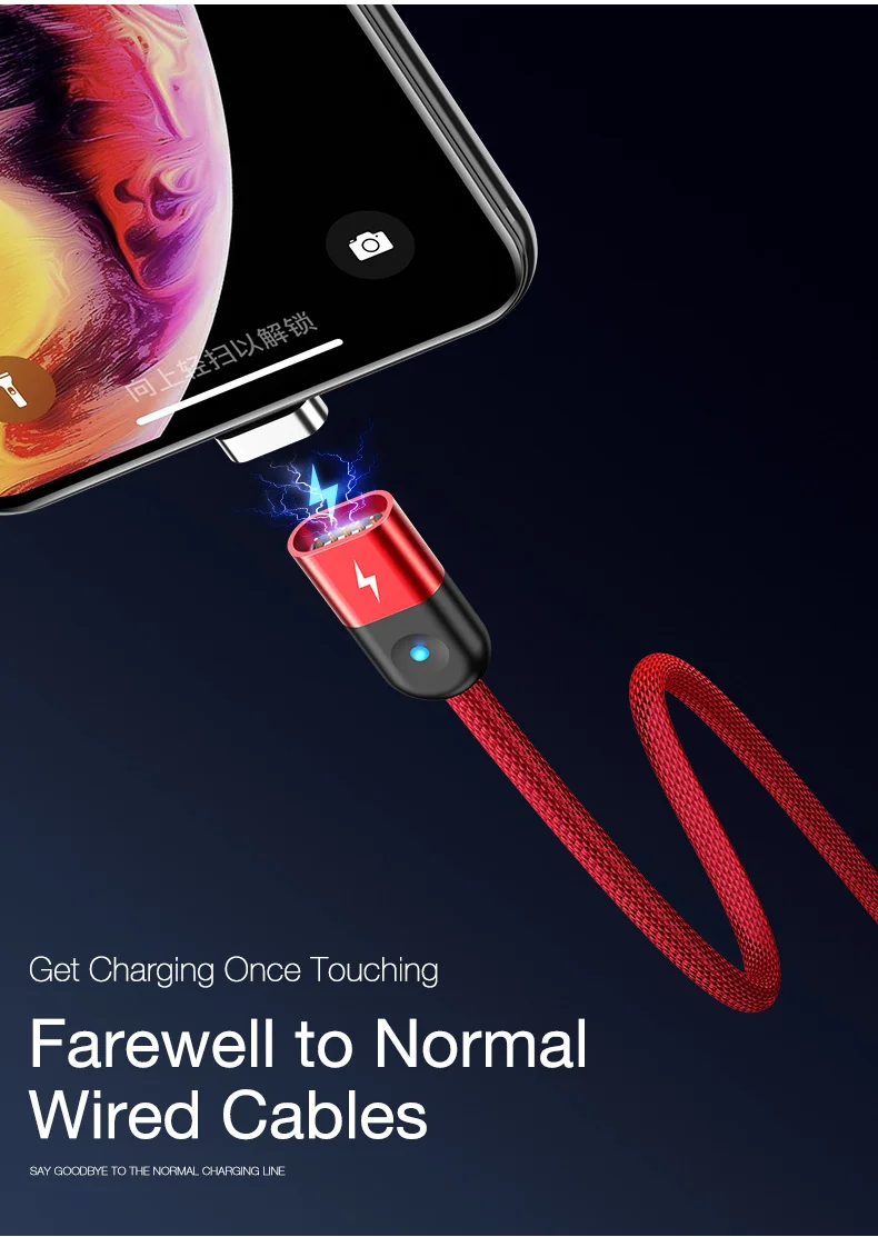 Cafele 1 м светодиодный магнитный USB кабель для iPhone Xs Max X 8 7 6 usb type-C кабель Micro USB кабель для samsung Xiaomi huawei USB-C