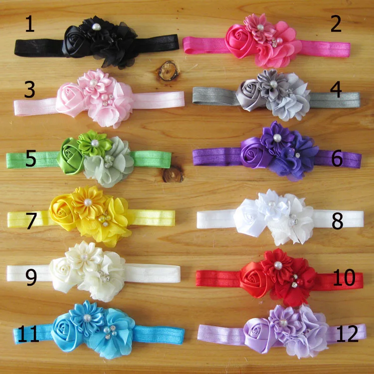 

60 pcs/lot , Chiffon Flowers and Satin Roses headband