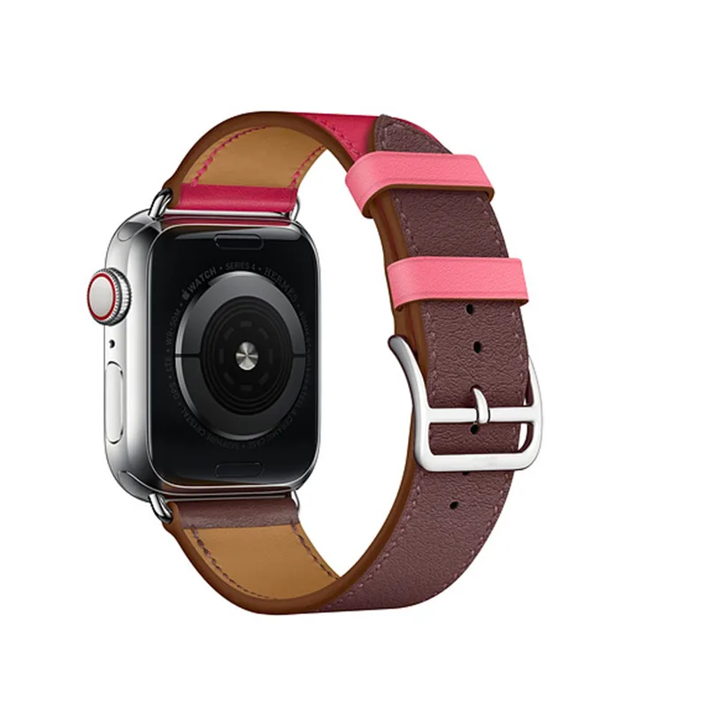 С оригинальным логотипом Swift кожаный двойной один тур для Apple Watch ремешок 44 мм 40