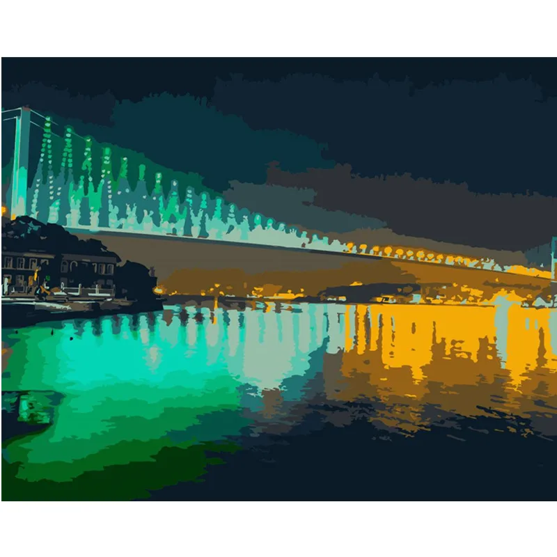 Картина по номерам DIY Прямая поставка 40x50 50x65 см хороший ночной неоновый мост