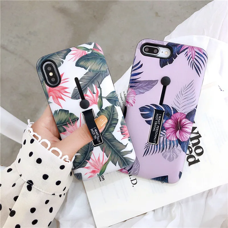 Для iphone 6 7 8 X XSMAX XR Модный чехол для телефона botany banana azalea flower Loop Ring s 11 11pro Max