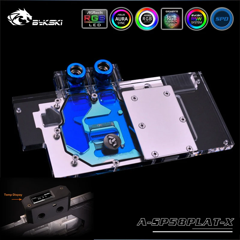Bykski A SP58PLAT X RGB VGA полное покрытие блок водяного охлаждения для Sapphire Nitro + Radeon RX 570 580