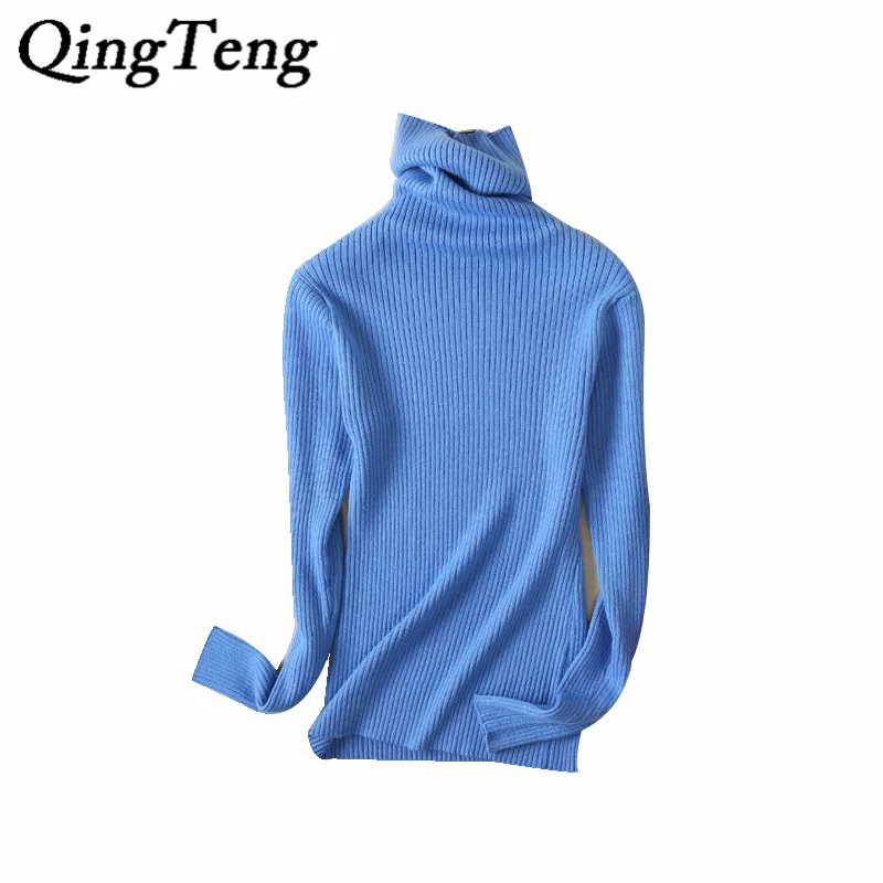 QingTeng женский тонкий водолазка зимний теплый вязаный шерстяной кашемировый