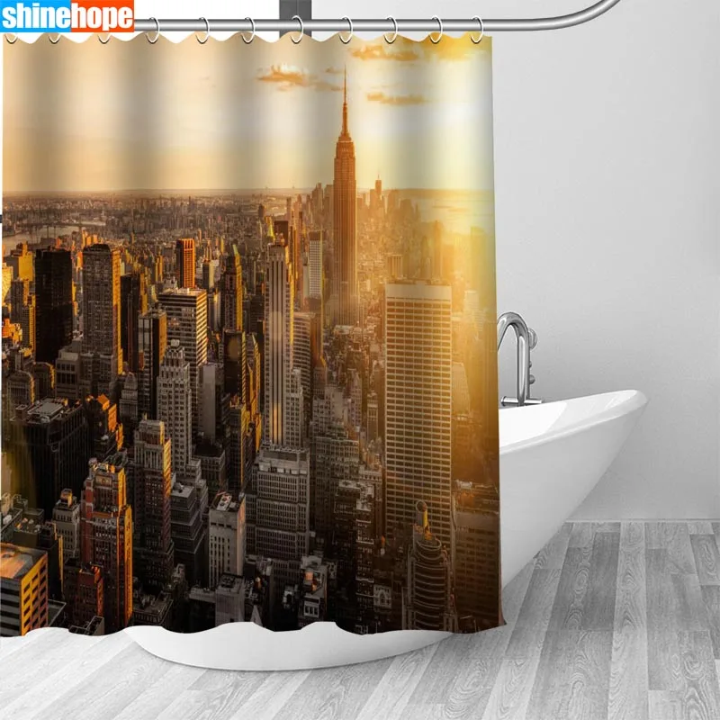 

1PC New York City Shower Curtains for Bathroom Polyester Shower Curtain Printing Curtain Cartoon Shower Curtains
