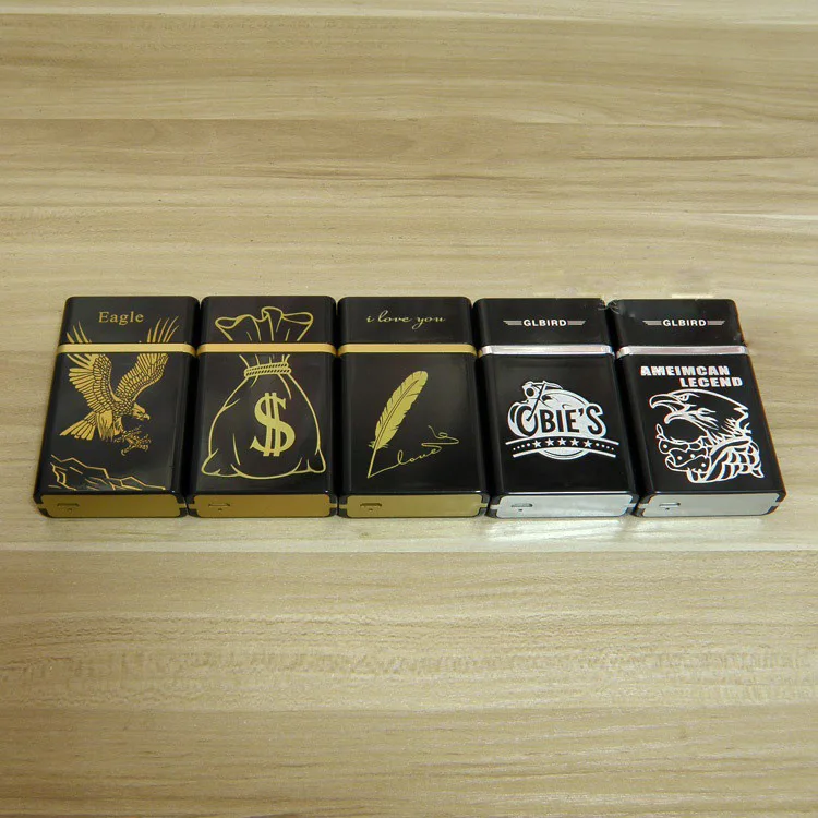 Holds 8 Cigarettes Cigarette Case With Built in Lighter Black Automatic Pop-Up Flameless Portable USB Charging Smoking Gadget | Дом и сад