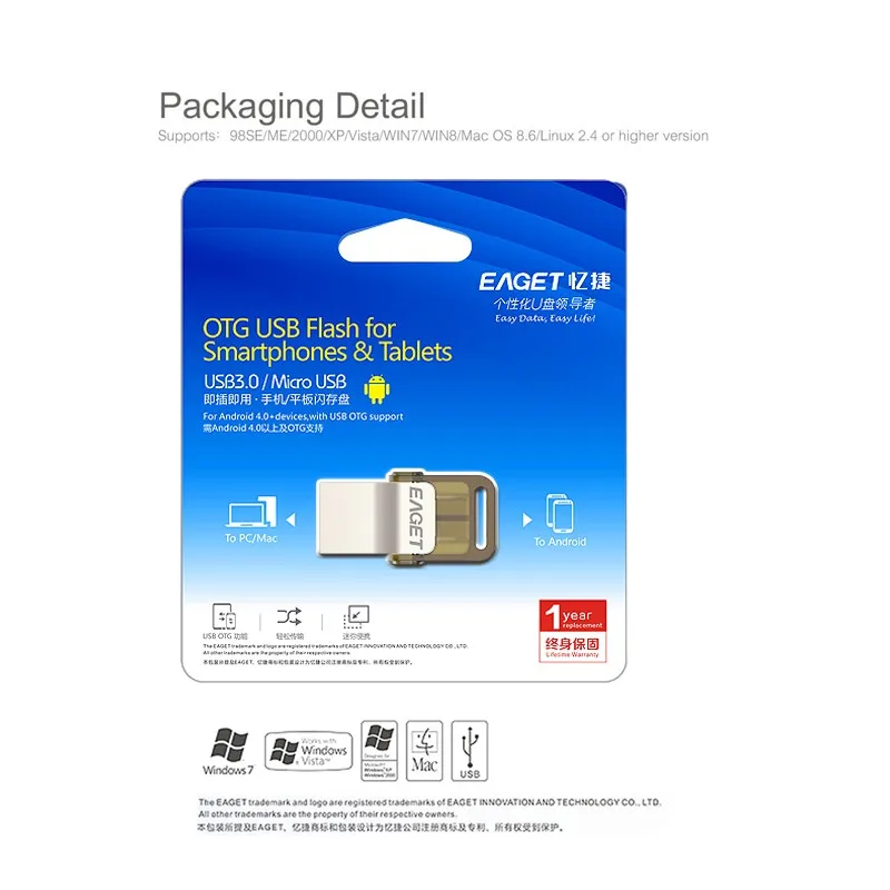 Usb флеш накопитель 3 0 Eaget v60 OTG pass h2test смартфон планшетный ПК 16 ГБ usb флешка внешний