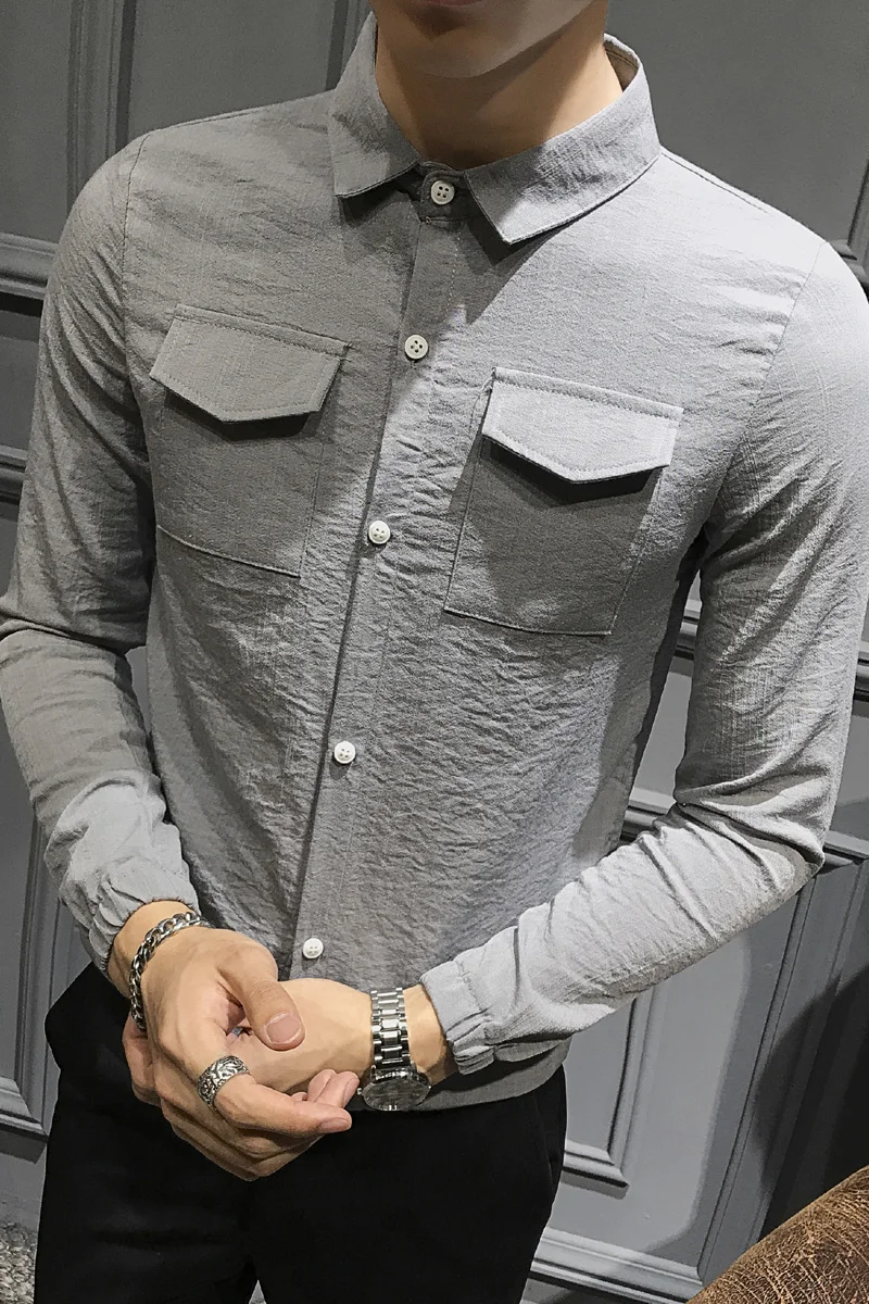 5XL M рубашка мужская Осенняя Новинка 2019 длинный рукав платье Повседневная
