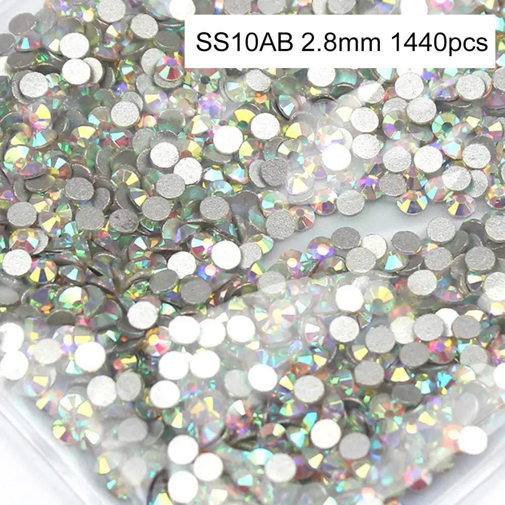 

High Quality 1440PCS Glitter Rhinestones Crystal Non Hotfix Flatback Nail Rhinestones Strass Gem Nail Art Decoration For Gift A3