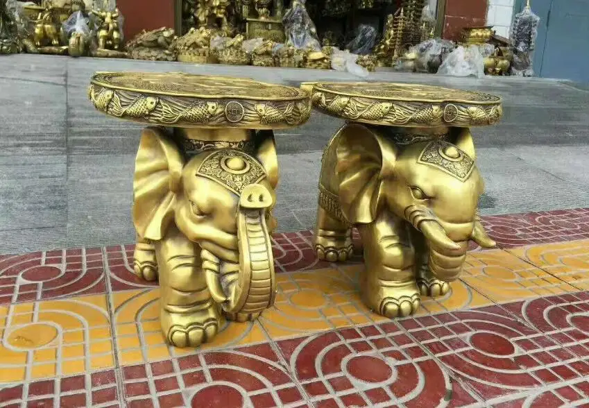 20 "китайские из чистой бронзы рыба богатства яблок слон статуя животного пара |