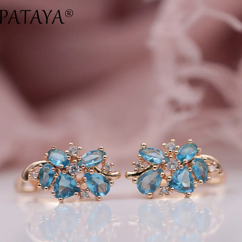 Разноцветные длинные серьги PATAYA из искусственного циркония розовое золото 585