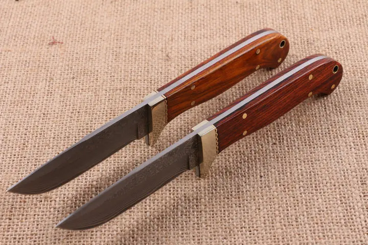 Коллекция Ножи для шашлыков Дамаск Охотничьи ножи палисандр ручки открытый