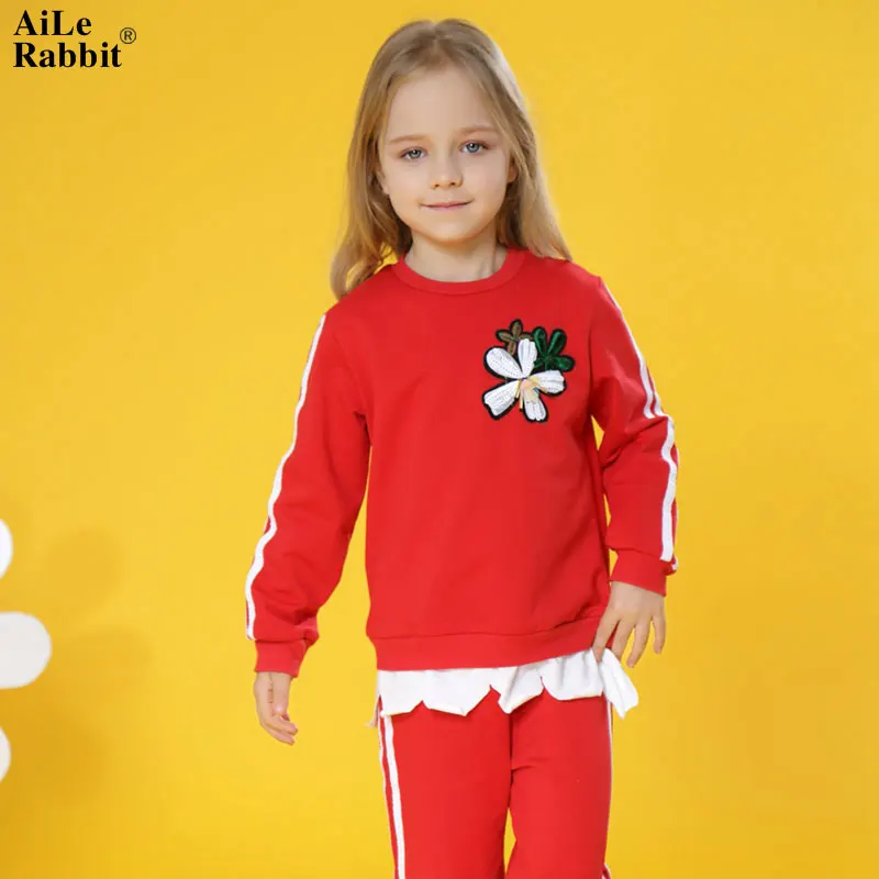 AiLe Rabbit/2018 новая весенняя рубашка с длинными рукавами для девочек + штаны комплект