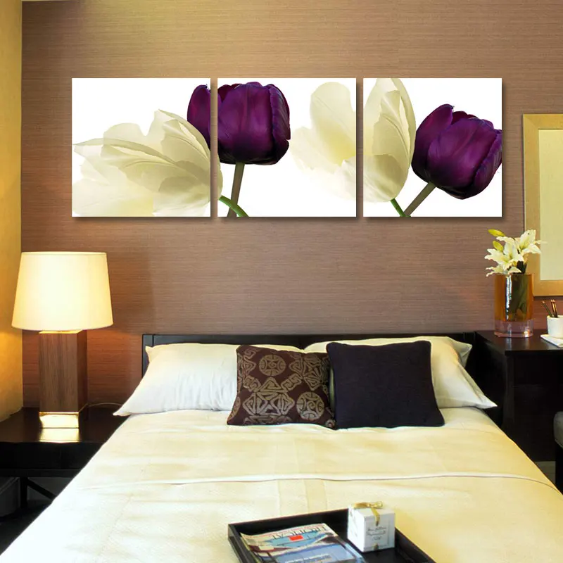 Тюльпан цветы искусство безрамный Печать холст 3 шт. без рамы современный и