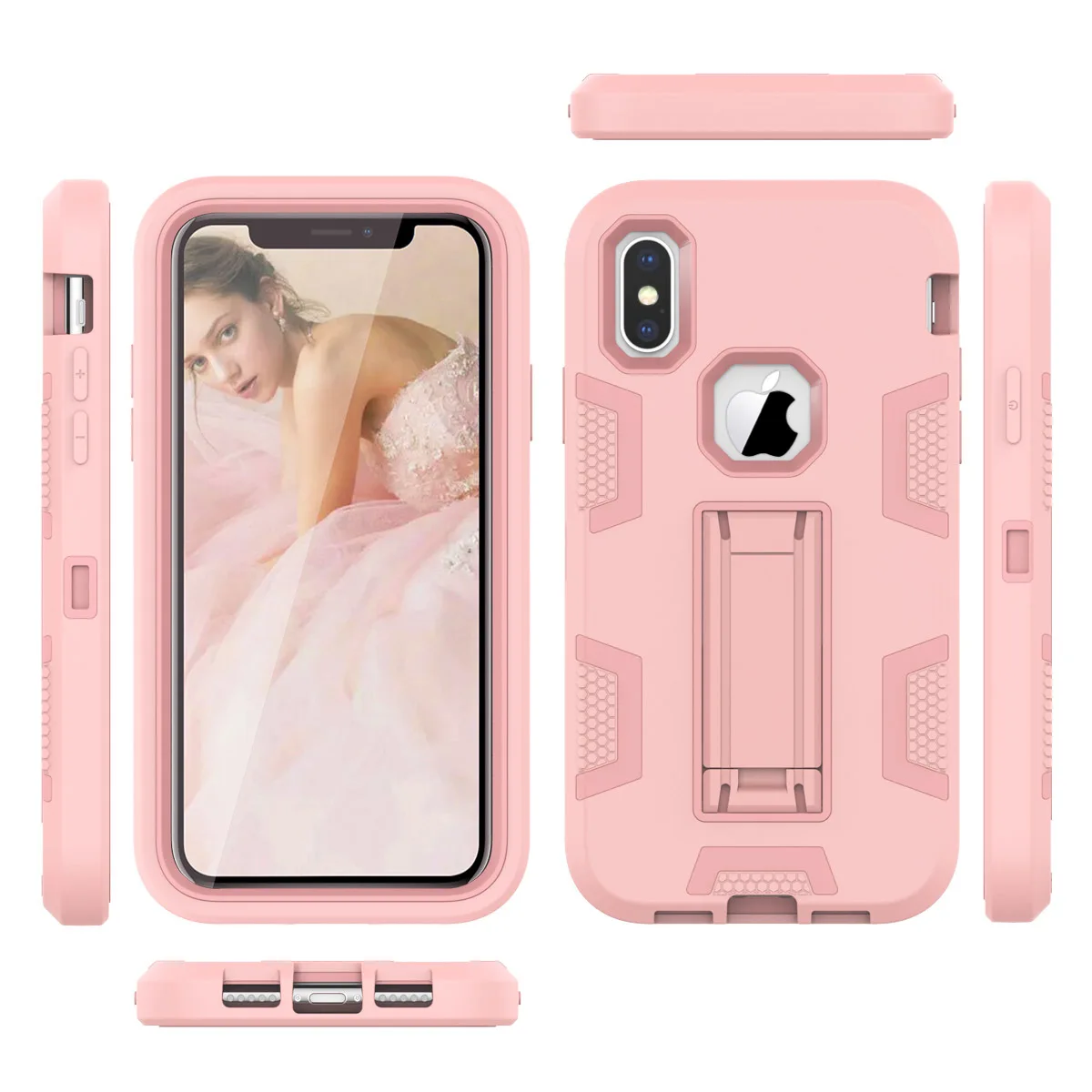 GrandEver 2 In 1 Protective Case For Iphone X C2 Hard Black Rose Gold Red Back Cover Stand | Мобильные телефоны и