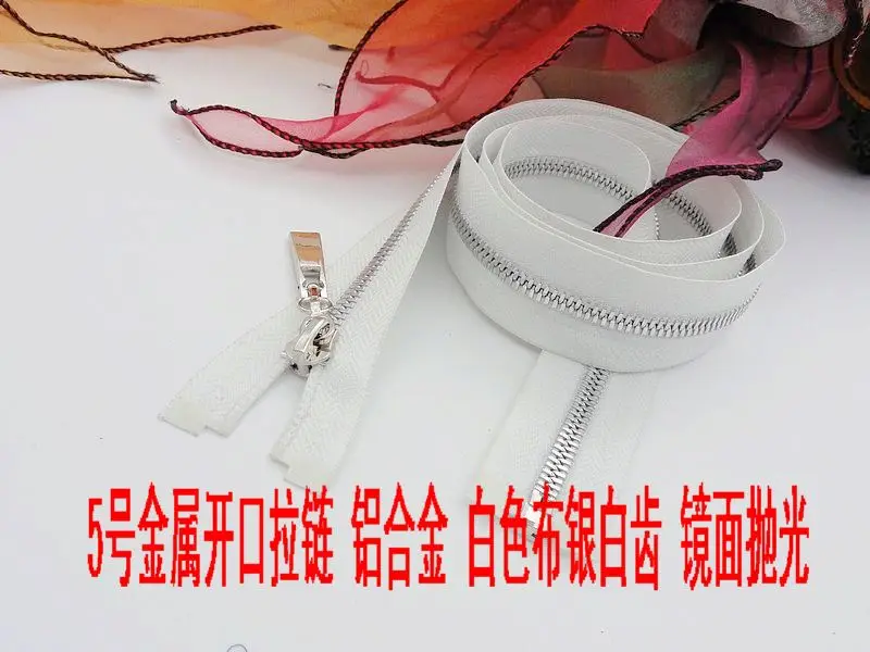 #5 полированная белая лента с открытым концом серебряные зубцы металлическая