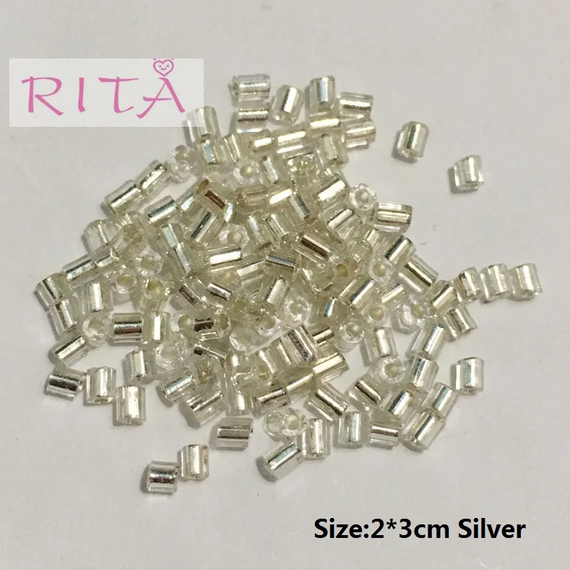 

2x3mm 50g/3600pcs Silver Glass Loose Brilliant Seed Spacer Tube Beads For jewelry making DIY Garment Accessory