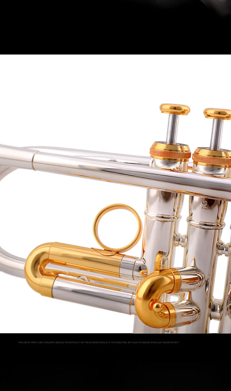JAZZOR JZTR-800 профессиональные трубы B плоские золотые и серебряные латунные духовые инструменты с Чехол мундштук