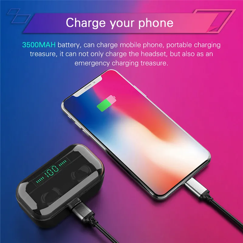 G6S TWS Bluetooth 5,0 9D стерео наушники беспроводные наушники IPX7 водонепроницаемые наушники 3500 мАч светодиодный смарт-Банк питания держатель для телефона