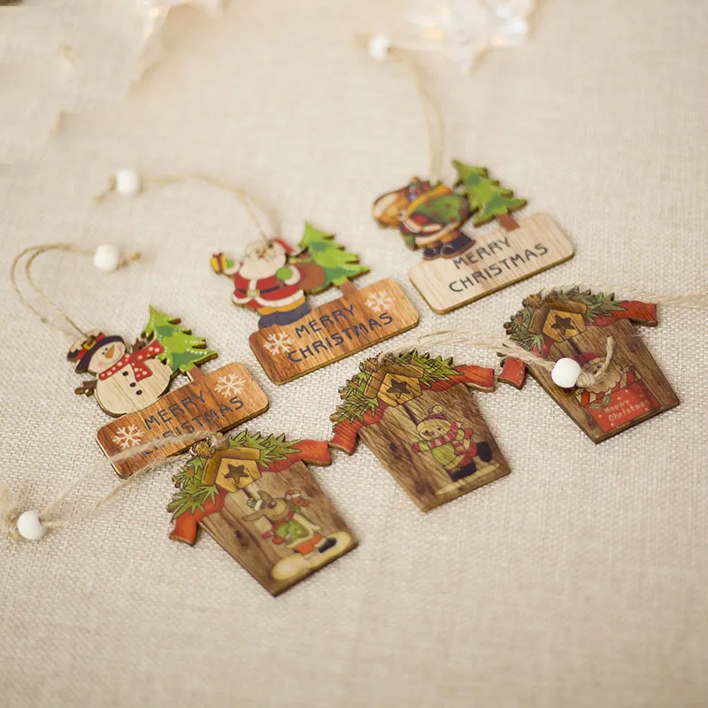 3 шт. DIY Деревянные Подвески Рождество Дерево ремесел Xmas елочные украшения для