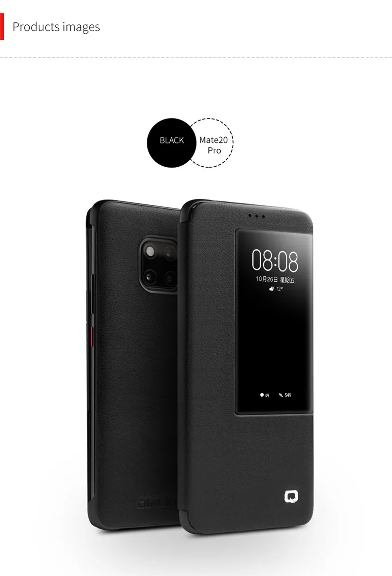 QIALINO роскошный флип-чехол из натуральной кожи для huawei mate 20, Стильный Ультратонкий чехол ручной работы с умным обзором для mate 20 Pro