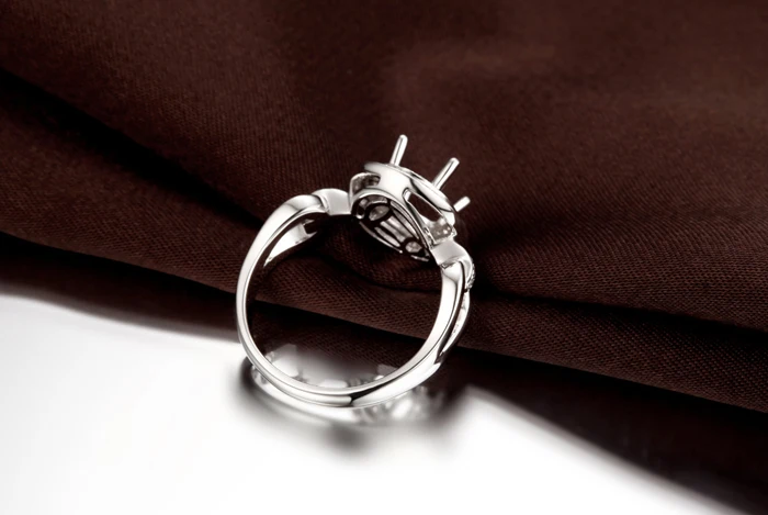 CaiMao овальным вырезом кольцо Маунт Semi Настройки и 0.30ct Diamond 14 К Белое золото Gemstone Обручение кольцо Fine Jewelry