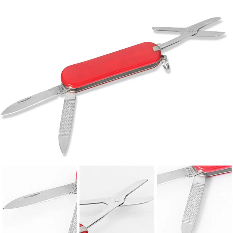 High-quality stainless-steel multi-function colorful knife camping folding knife portable fruit knife scissors tweezers file