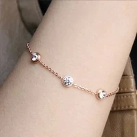 yun ruo three zircon crystals bracelet fashion fine jewelry titanium steel rose gold color valentine gift free shipping not fade