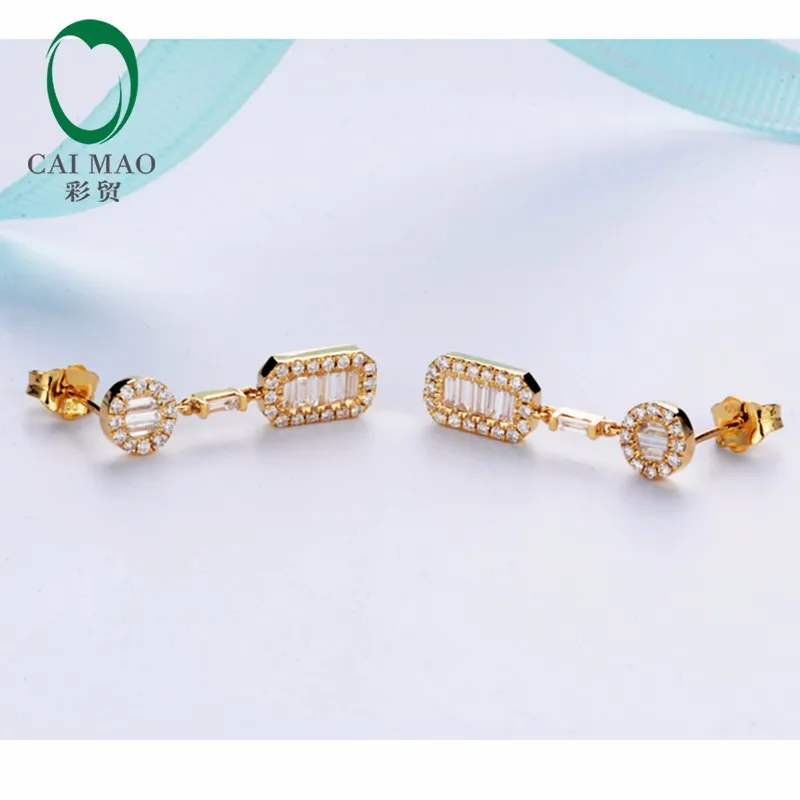 Caimao ювелирные изделия 14 к желтое золото 1.15ct натуральные бриллианты обручение висячие серьги