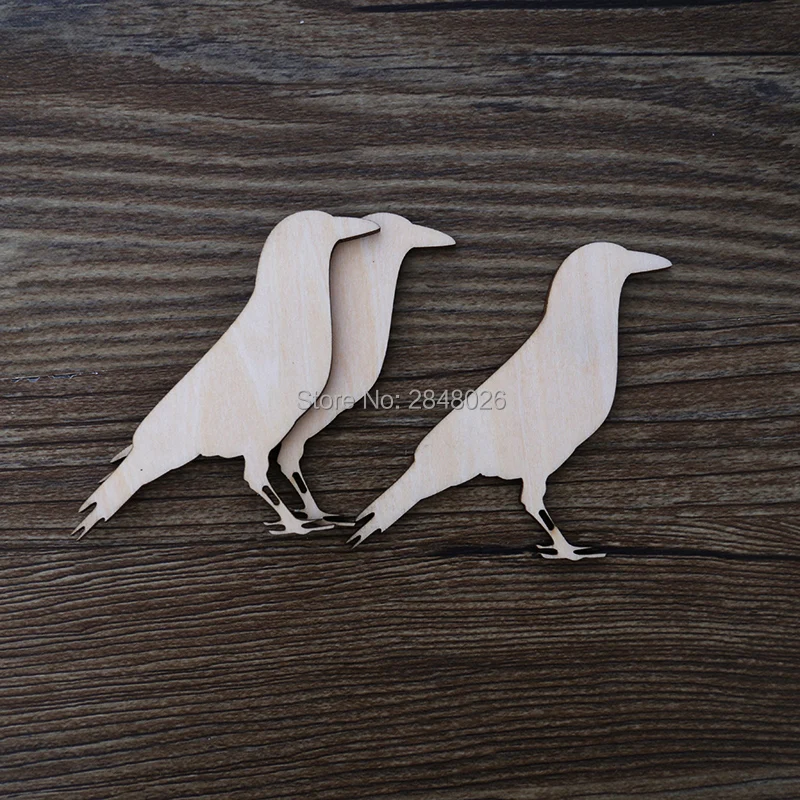 Лазерная резка птицы деревянные формы ворон декоративная бирка|tag tag|tag decortag wood |
