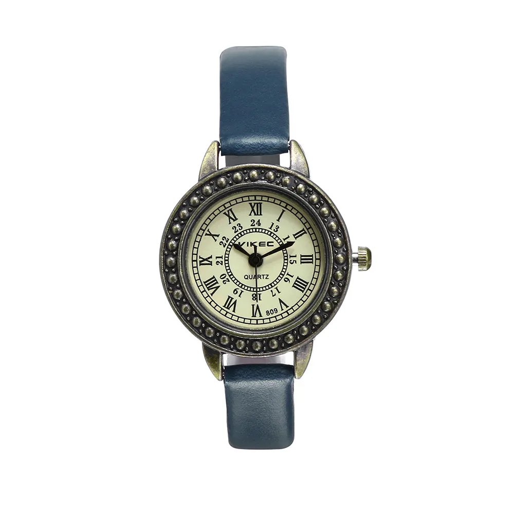 Women Retro Literary Fine Watches Ladies Vintage Roman Numerals Dial Leather Quartz Wristwatches Bracelet Clock Bayan Kol Saati - Цвет: B