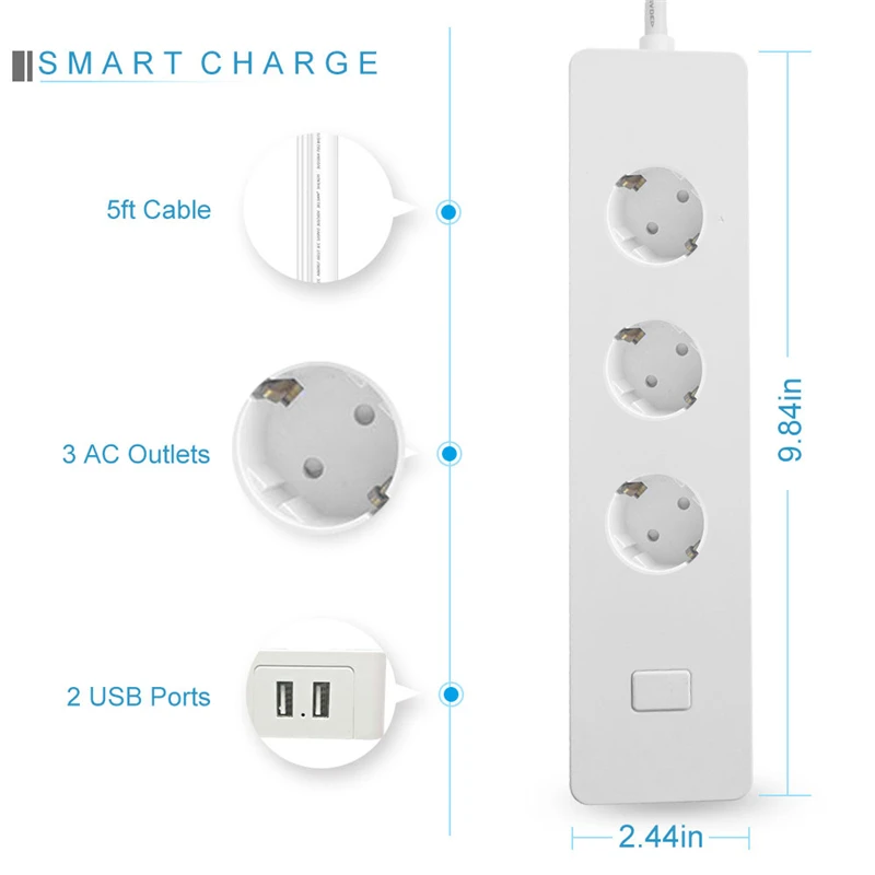 Wi Fi умная розетка с 1 5 кабелем 3 гнезда EU UK вилка power Monitor 2 usb порта Выход работает