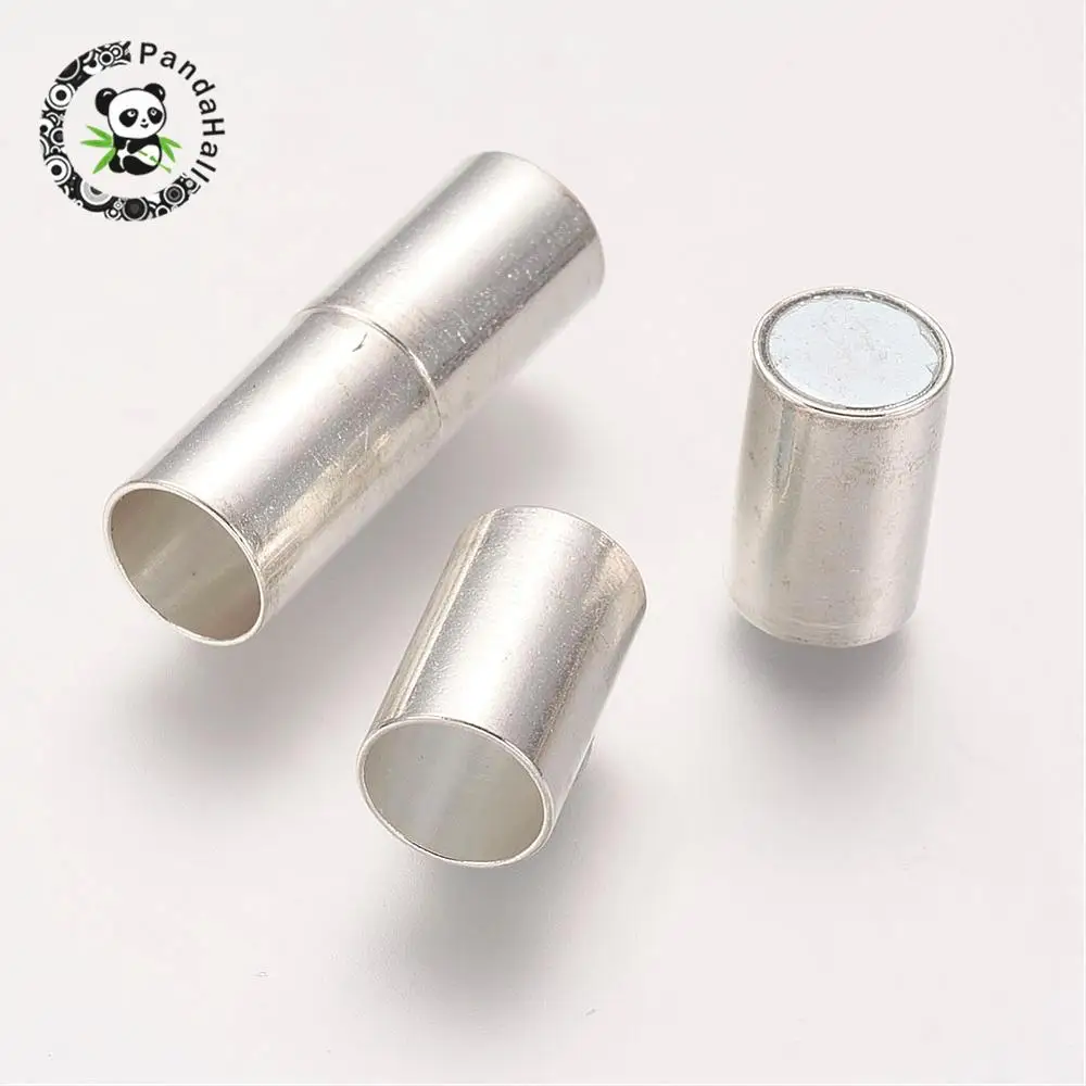 

Brass Magnetic Clasps, Column, Silver Color, 24x8mm, Hole: 7mm